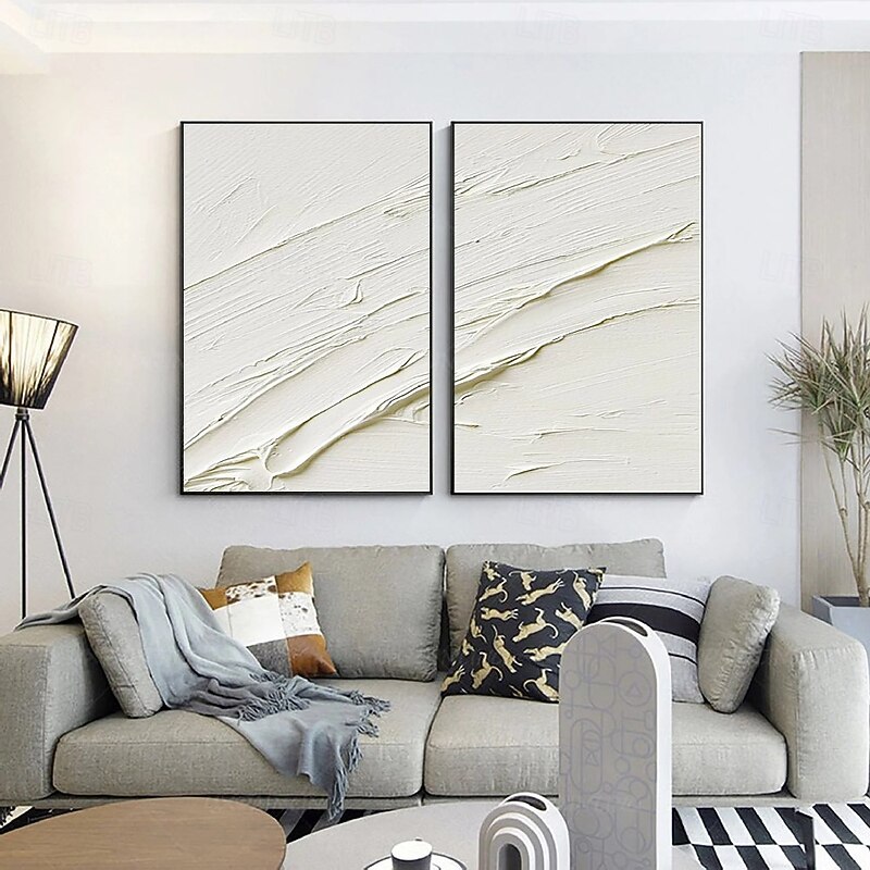 Large 3d wave white oil painting handmade Landscape Beige Oil Painting Wabi Sabi Abstract Canvas Paintings hand painted Neutral White Beige Painting Minimal Boho Painting for Wall Decor3