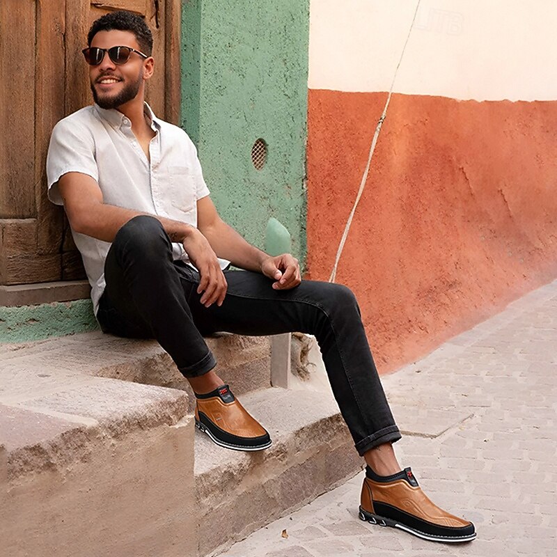 Men's Slip-On Casual Loafers with Faux Leather and Dual-Tone Design – Comfortable and Stylish for Everyday Wear2