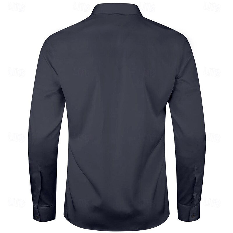 Men's Geometric Shirt Dress Shirt Button Up Shirt Long Sleeve Sporty Business Casual Office Work Daily Spring Fall Turndown Black2