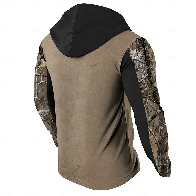 Men's American US Flag Patriotic Deer Hoodies Daily Vintage Retro Long Sleeve Hooded Vacation Holiday Going out Brown Drawstring Fall Winter Designer2