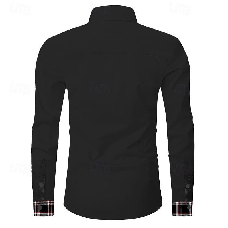Men's Tartan Dress Shirt Button Up Shirt Long Sleeve Business Casual Formal Daily Holiday Fall Winter Spring & Summer Collared Shirts Button Up 3D Print Black Dark Blue2