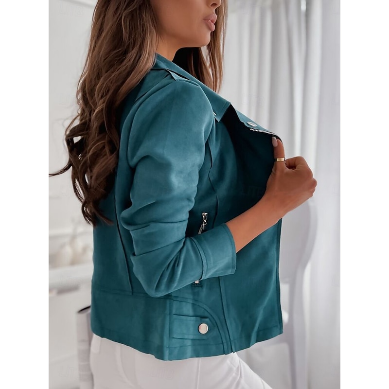 Women's Bomber Jacket Casual Jacket Outdoor Street Daily Fall Winter Short Coat Regular Fit Warm Breathable Comtemporary Stylish Jacket Long Sleeve Solid Color with Pockets Full Zip White Red Blue4