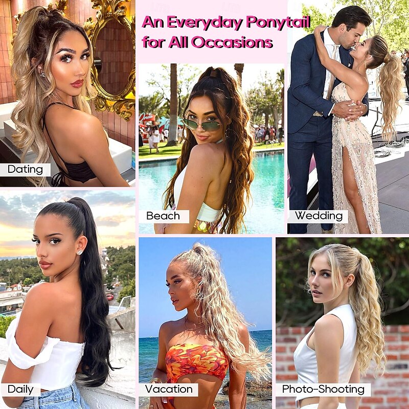 Ponytail Extension 24" Claw Clip in Ponytail Extensions Long Curly Wavy Ponytail Hair Extension Jaw Clip on Pony Tails Hairpiece for Women4