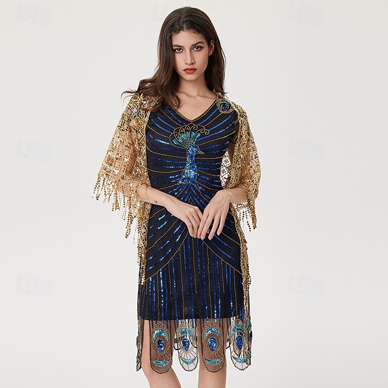 Roaring 20s 1920s Vacation Dress Flapper Dress Dress Masquerade The Great Gatsby Gentlewoman Wedding Guest Sequins Fancy Dress Women's Halloween Carnival Masquerade Wedding Wedding Guest Event / Party4