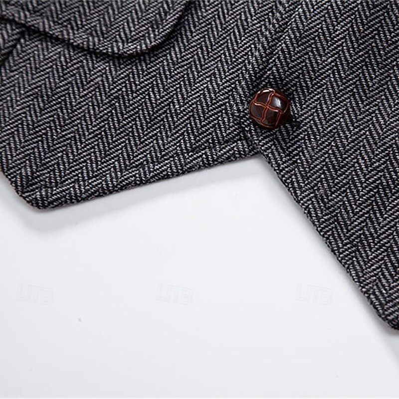 Men's Vest Gilet Daily Date Vacation Fashion Casual Spring &  Fall Buttons Pocket 80% Cotton Comfortable Plain Single Breasted One-button Lapel Regular Fit Navy Blue Khaki Dark Gray Vest3