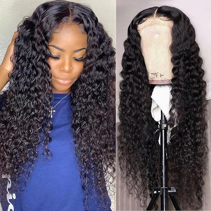 4*4 Transparent Lace Curly Wave Human Hair Wig Natural Color  Lace Wig 150% Density3