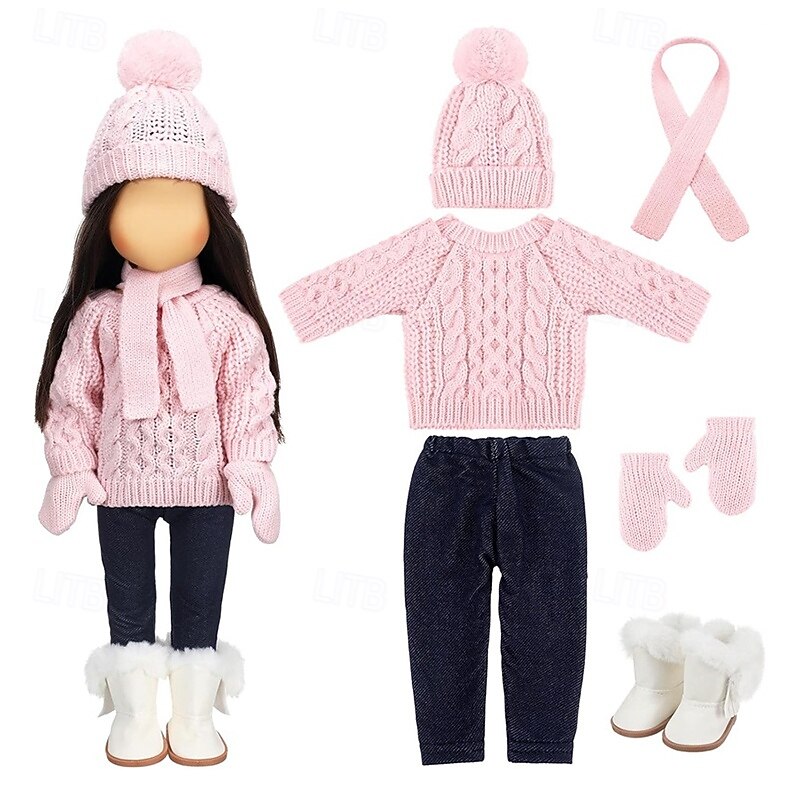 Christmas 18 Inch Doll Clothes and Accessories Winter Doll Outfits Set Sweaters Trousers Hats Shoes for 18 Inch Doll Gifts(WITHOUT DOLL)3