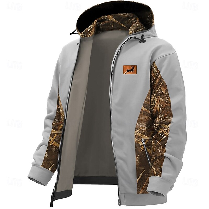 Men's Cowboy Deer Hoodies Fashion Daily Long Sleeve Hooded Holiday Travel Streetwear Brown Gray Drawstring Zipper Pocket Fall Winter Designer4