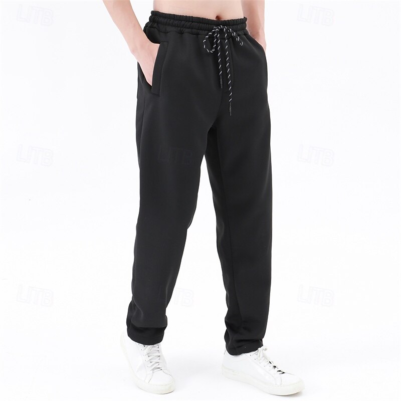 Men's Sherpa Fleece Pants Sweatpants Joggers Trousers Pocket Drawstring Elastic Waist Plain Comfort Warm Full Length Outdoor Casual Daily Sports Fashion Black Grey3
