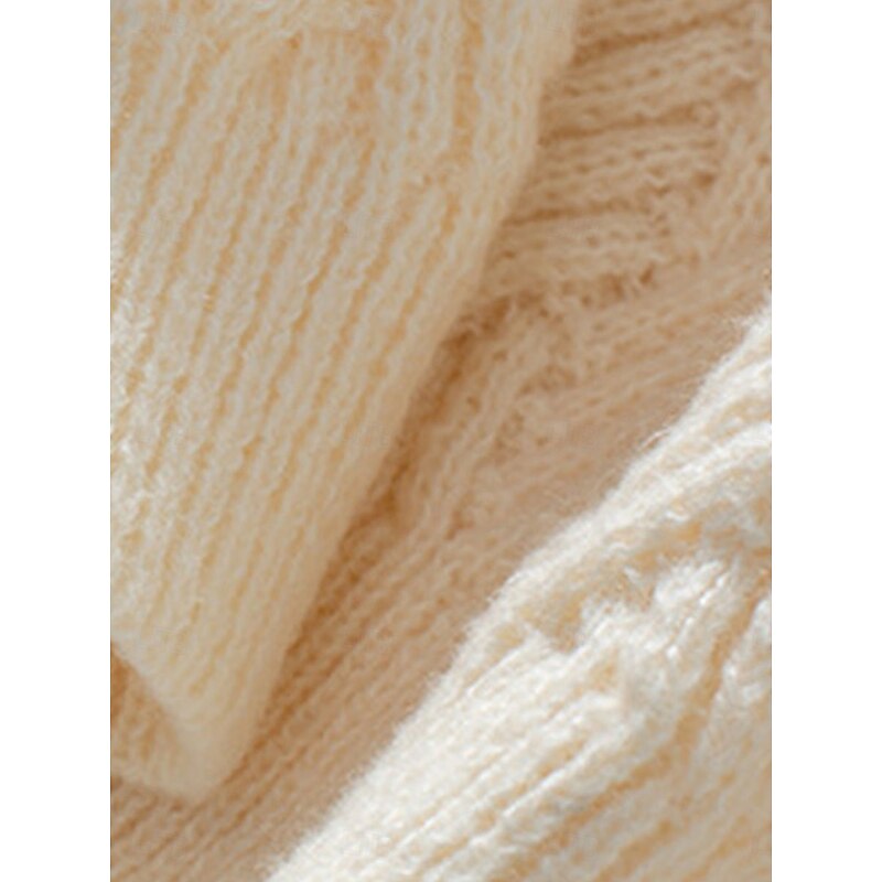 Women's Sweater Casual Soft Pure Color Ribbed Crew Neck Knitted Long Sleeve Regular Tops Knit Outdoor Daily Weekend Dark Gray Beige Fall Winter3