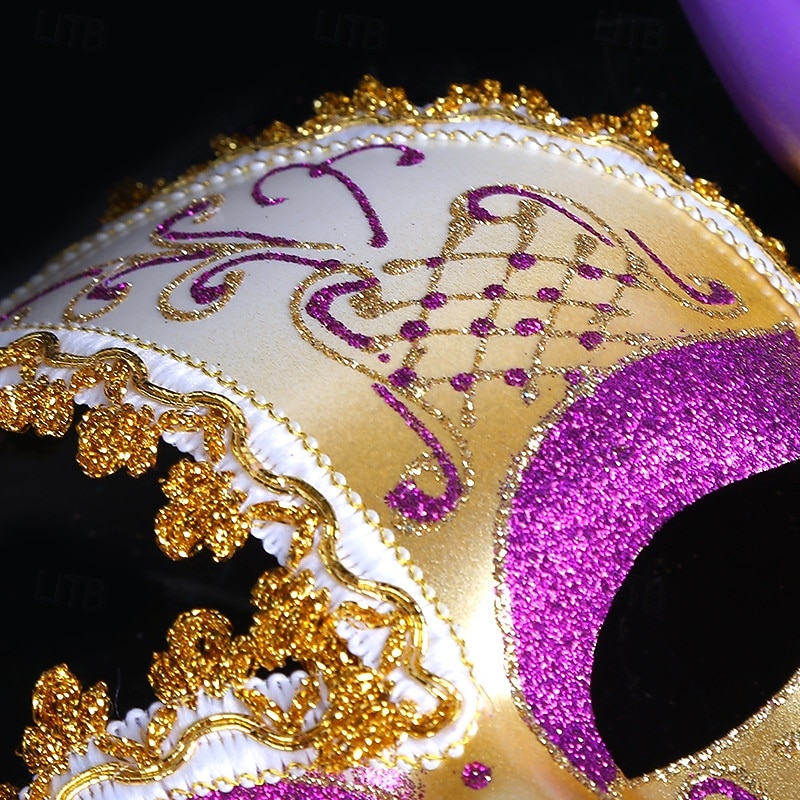 Arlecchina Halloween Venetian Mask Mask On a Stick Volto Carnival Mask Half Face Adults' Men's Women's Halloween Carnival Mardi Gras Performance Party Carnival of Venice Easy Halloween Costumes Dress3