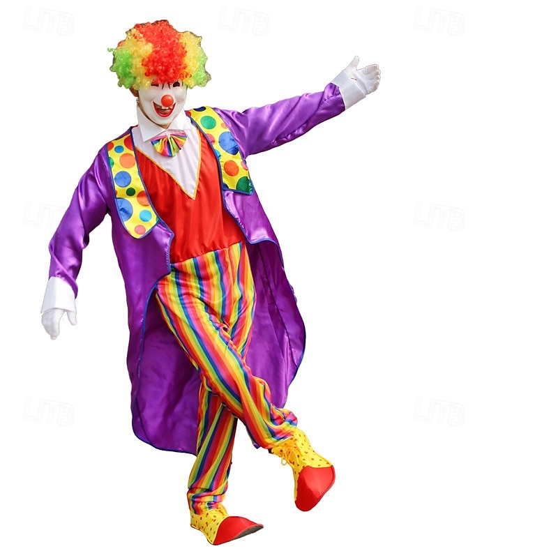Joker Clown Halloween Outfits Costume Circus Carnival Costume Cosplay Adults' Men's Women's Halloween Carnival Mardi Gras Performance Party Easy Halloween Costumes Dress Up4
