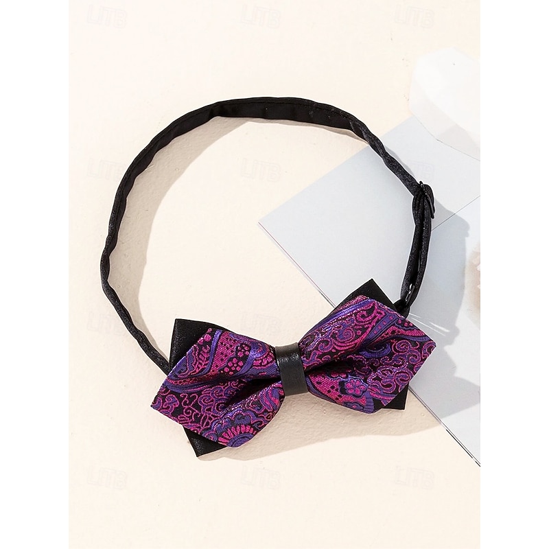 Men's Floral Pattern Bow Tie – Elegant Jacquard Woven Bow Ties in Red, Gold, Blue, and Black, Perfect for Formal Events and Weddings3