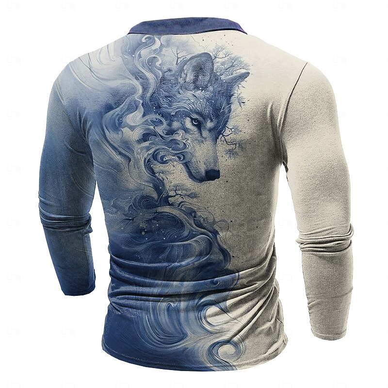 Men's Wolf Sweatshirt Sweatshirt Long Sleeve Sweatshirt Stand Collar Fashion 3D Print Sports Outdoor Holiday Drawstring Winter Spring &  Fall3