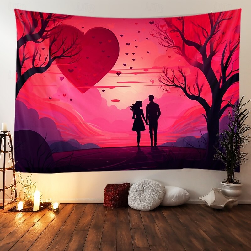 Wedding Decorations Backdrop Photograph Wall Hanging Large Tapestry Art Mural Decor Blanket Curtain Home Bedroom Living Room Decoration Couple2