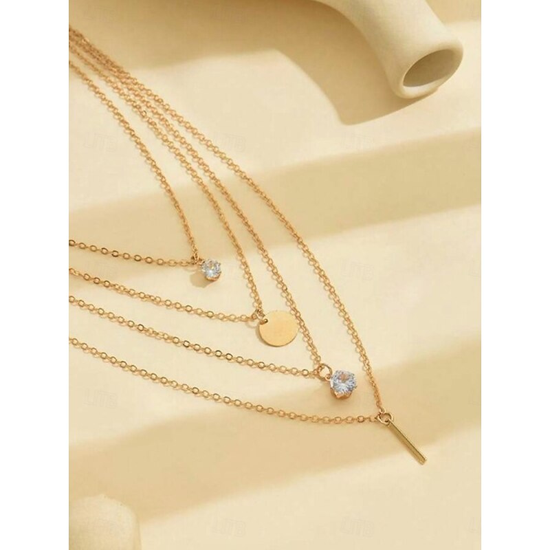 Choker Necklace Chrome Gold Women's Elegant Fashion Cute Layered Wedding Round Necklace For Wedding Party Street3