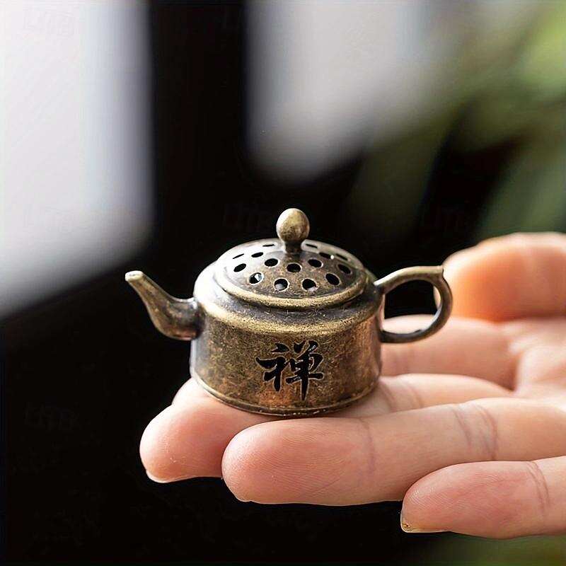 Vintage Metal Sandalwood Incense Burner - Uncharged Decorative Teapot Design for Home Fragrance & Holiday Decor2