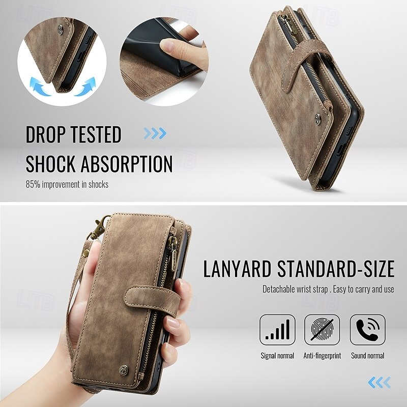 Phone Case For S25 S24 S24 FE S23 S22 S21 Ultra Plus A55 5G A35 5G A25 A15 Wallet Case with Stand Holder Magnetic Zipper Retro TPU PU Leather2