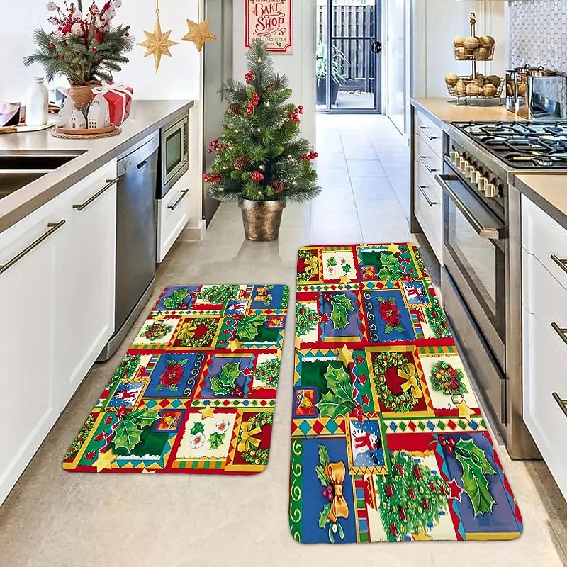 Christmas Door Mat Hallway Carpets Area Rugs Washable for Bedroom Living Room Kitchen Bathroom Anti-Slip Floor Mats2