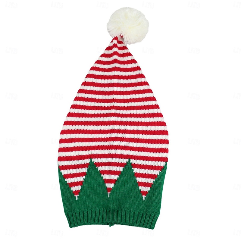 Santa Claus Elf Christmas Hat Santa Hat Men's Women's Boys' Girls' Novelty Funny Stripes Knitted Pattern Christmas Christmas Eve Hat2