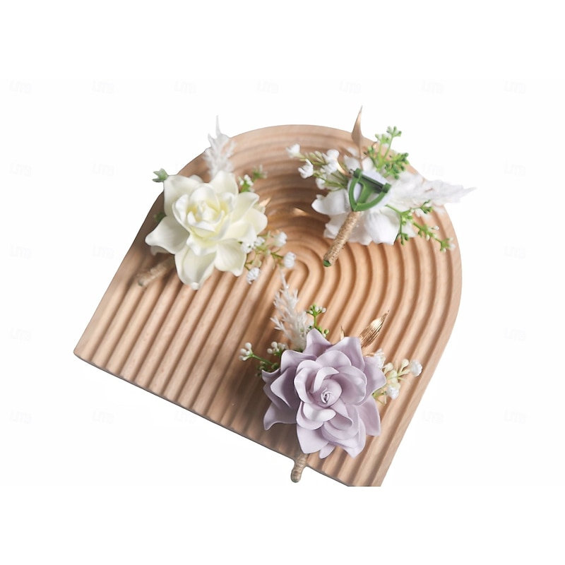 Men's Wedding Boutonniere White Boutonniere for Groom and Groomsmen Flower Summer Wedding Accessories Suit Decorations4