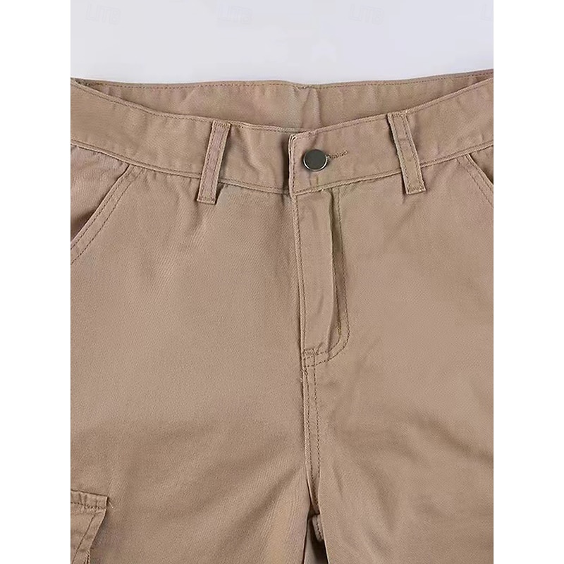 Women's Cargo Pants Full Length Solid Color Dark-Gray Green Khaki Spring &  Fall4