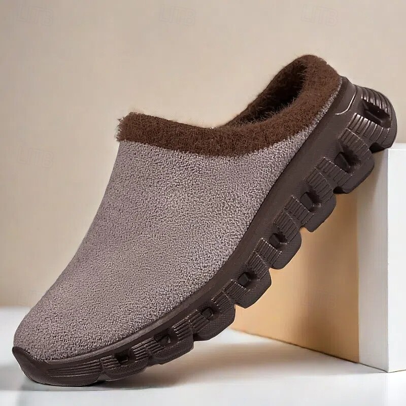 Men's Cozy Slip-On Winter Clogs with Plush Lining and Anti-Slip Sole - Comfortable Indoor and Outdoor Shoes for Cold Weather