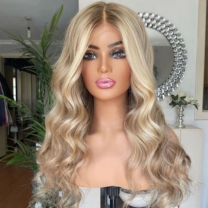 Unprocessed Virgin Hair 5x5 Closure 13x4 Lace Front Wig Free Part Brazilian Hair Wavy Blonde Multi-color Wig 130% 150% Density with Baby Hair Highlighted / Balayage Hair 100% Virgin Glueless2