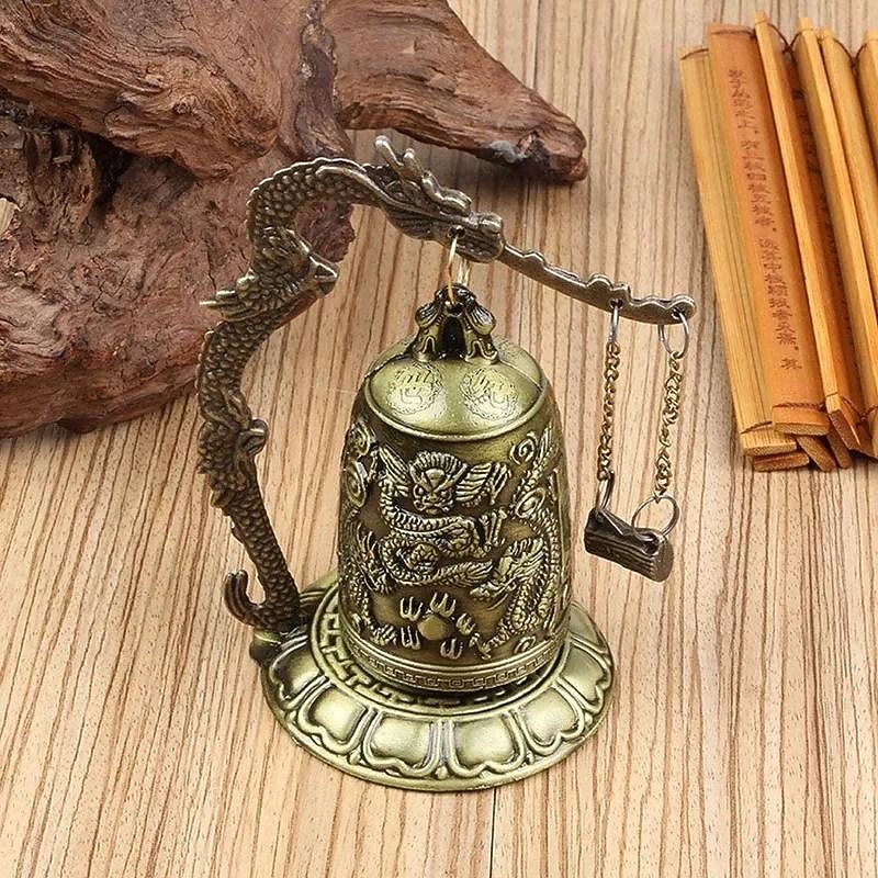 Antique Bronze Dragon Bell - Majestic Feng Shui Decor - Hand-Crafted Metal Ornament for Collectors & Home Aesthetics4