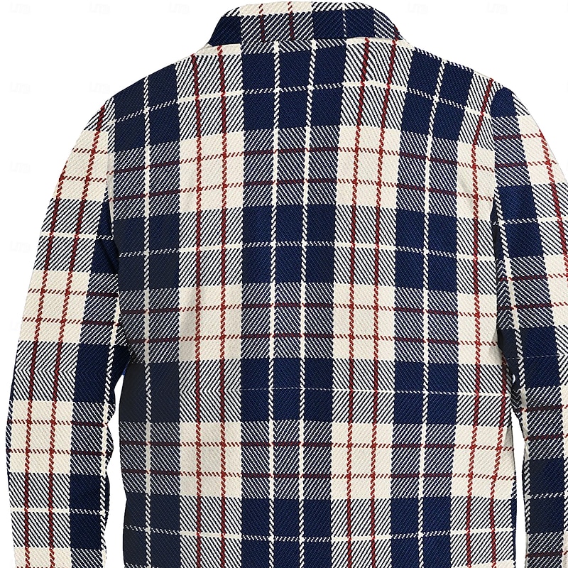 Men's Snowflake Flannel Shirt Shirt Jacket Overshirt Long Sleeve Casual Outdoor Street Fall & Winter Turndown Buttons Pocket Print Blue Brown3