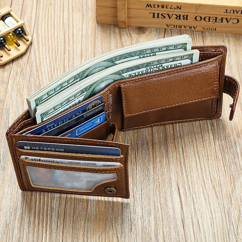 Genuine leather wallet top layer cowhide coin purse multi card horizontal wallet high-end business wallet suitable for both men and women perfect holiday gift