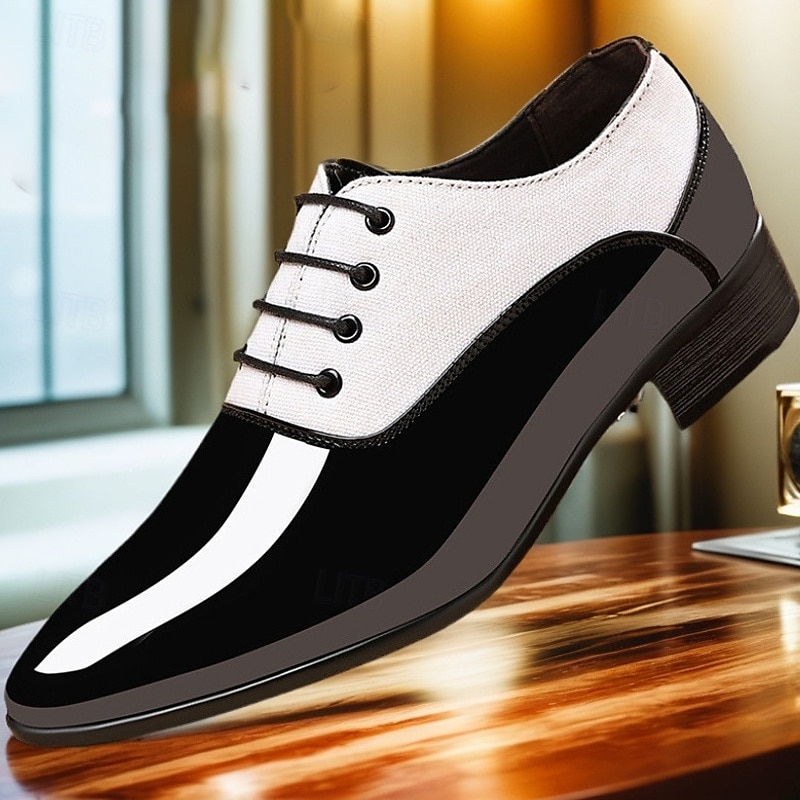 Men's Red Patent Leather Oxford Shoes – Modern Formal Design with Lace-Up Closure, Ideal for Business, Christmas Parties, and Special Occasions3