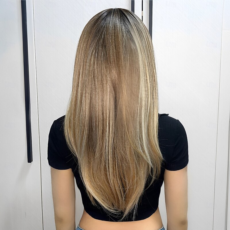 24 Inch Synthetic Wig Women's Wig  Dark Brown Long Wavy Curly Hair With Bangs  Fashion Elegant Daily  Natural4