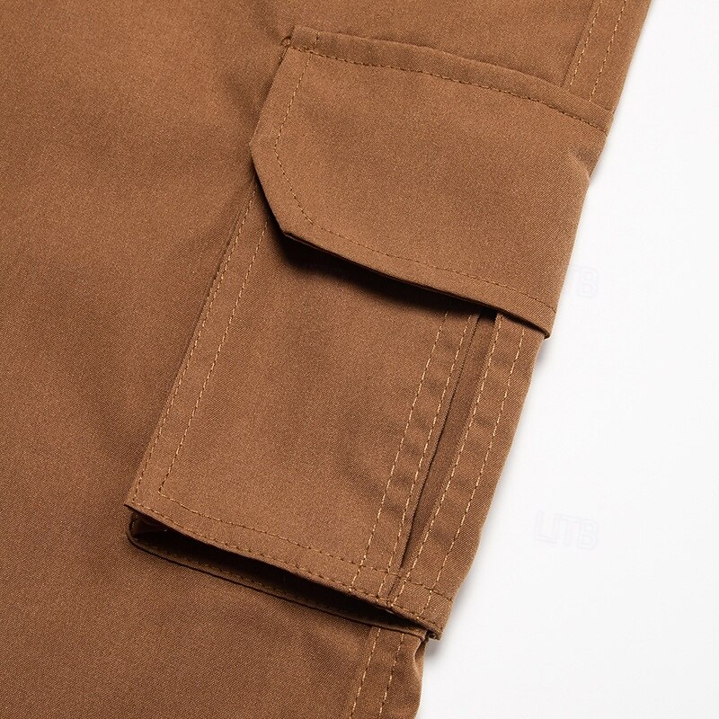 Men's Cargo Pants Cargo Trousers Trousers Hiking Pants Pocket Elastic Waist Straight Leg Plain Comfort Wearable Full Length Outdoor Daily Camping & Hiking Fashion Casual Black Navy Blue4