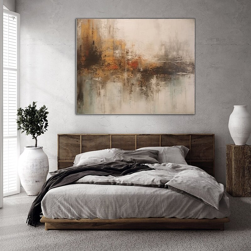 Handmade Oil PaintingCanvasWall Art DecorationAbstract Knife PaintingLandscape GreyFor Home Decor Rolled Frameless Unstressed Painting4