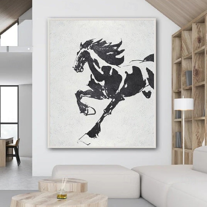 Running Horse oil painting - Hand Painted Modern Palette Knife Abstract Animal Oil Painting On Canvas for bedroom artwork wall art picture wall decorations christmas gift painting