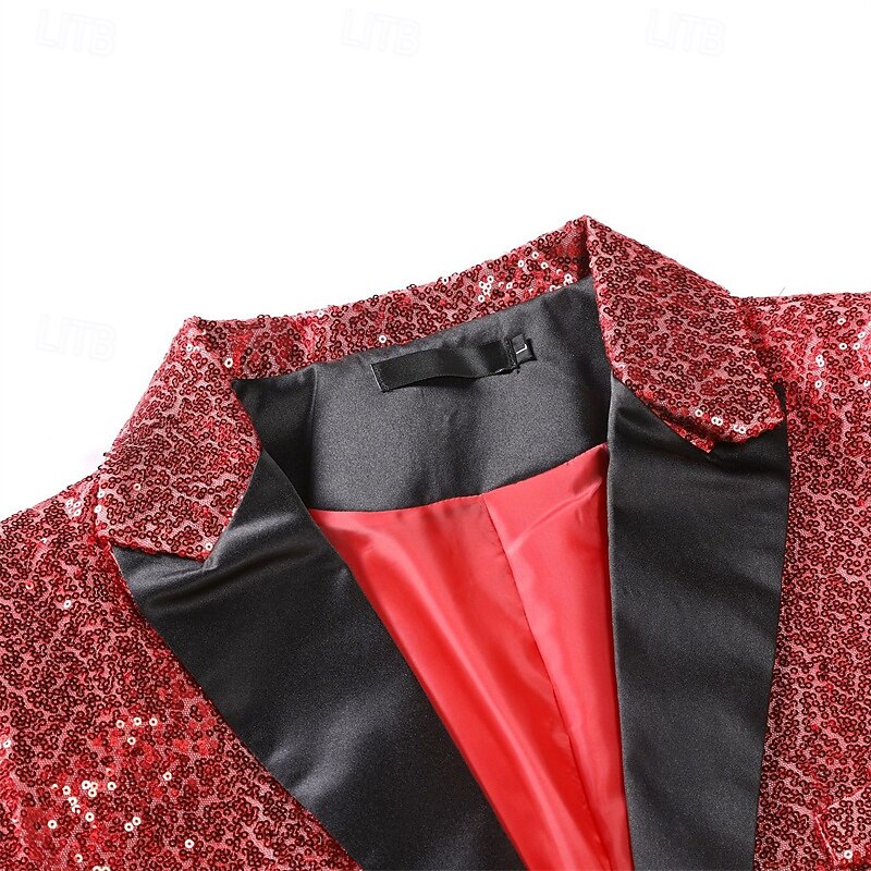 Men's Blazer Business Cocktail Party Wedding Party Fashion Casual Spring &  Fall Polyester Plain Pocket Buttons Comfortable Single Breasted Blazer Silver Black White Red4