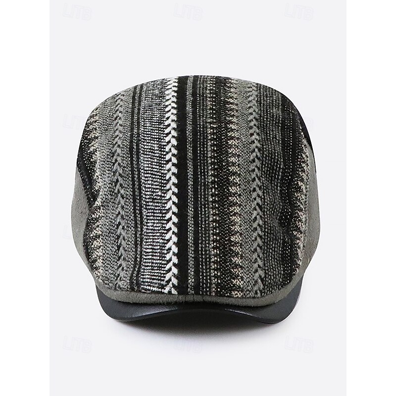 Men's Herringbone Ivy Cap with Adjustable Leather Strap - Vintage Style Flat Cap, Ideal for Casual Wear and Outdoor Activities4