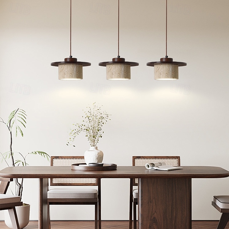 Wabi-Sabi Natural Stone Shade Pendant Light Travertine Droplight 110-240V4