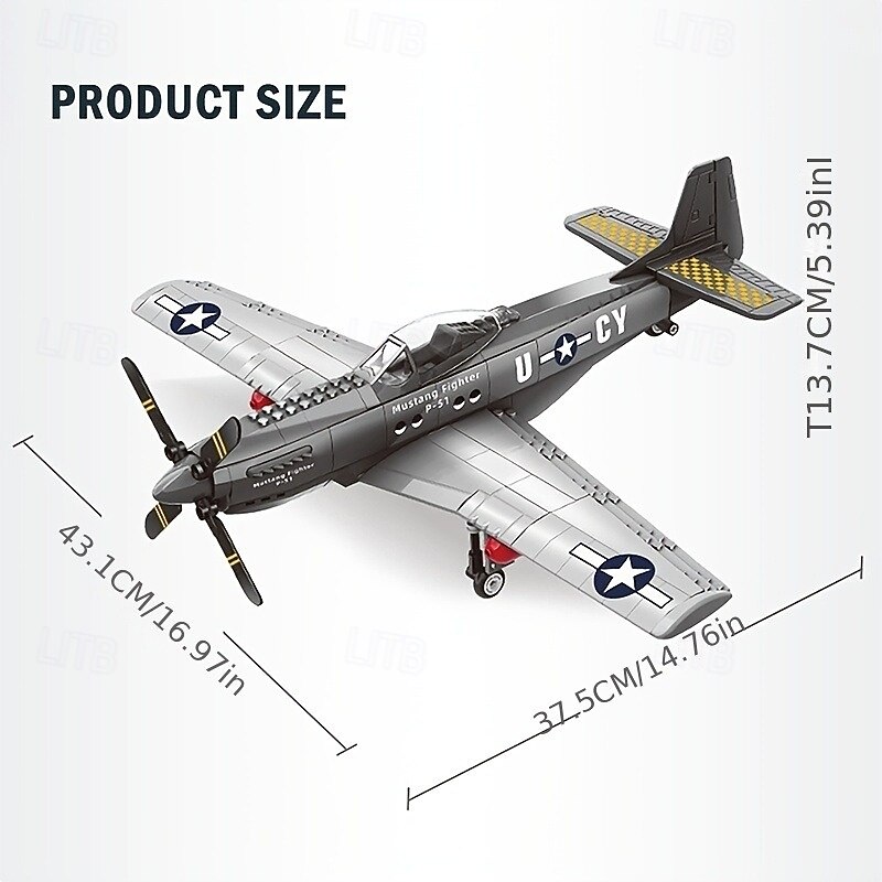 258pcs P-51 Mustang Military Fighter Building Blocks Army Educational Bricks For Children Birthday Toys Christmas Gifts4