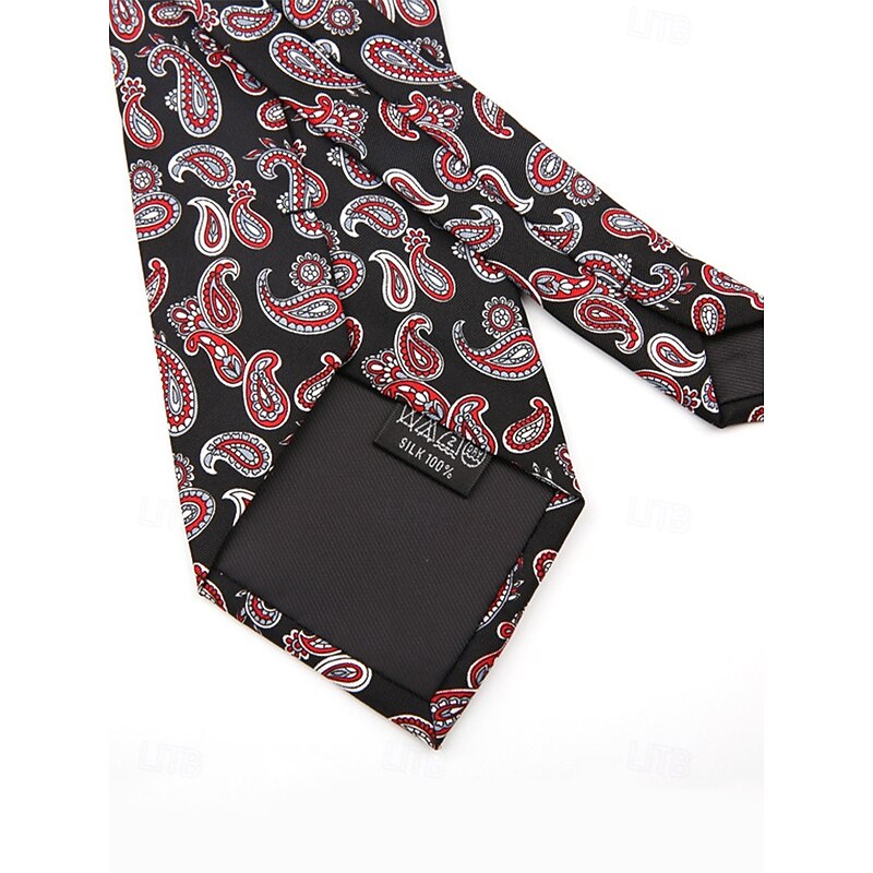 Men's Retro Patterned Faux Silk Ties - Vintage Floral and Geometric Print Neckties for Formal and Business Wear4