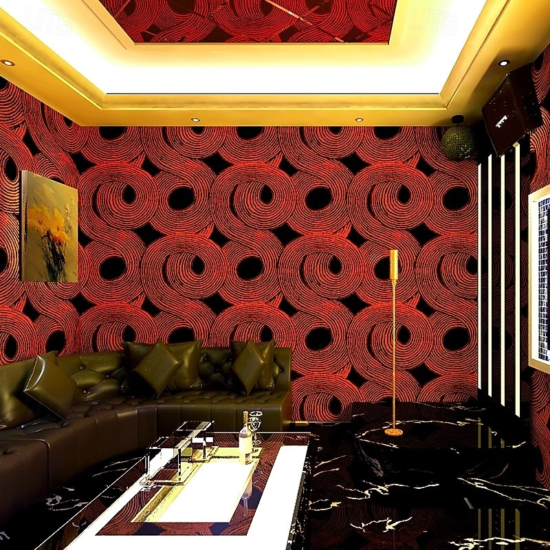 1 Roll Non self-adhesive wallpaper KTV room wallpaper 3D wallpaper e-sports room internet cafe decoration bar restaurant background wall wallpaper glue required 950x53cm/374x20.87inch