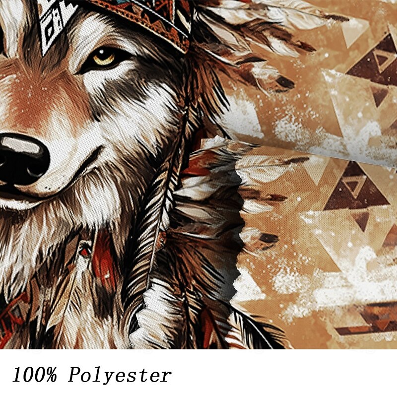 Men's Wolf Hoodies Fashion Daily Long Sleeve Crew Neck Holiday Going out Streetwear Brown Drawstring Fall Winter Designer3