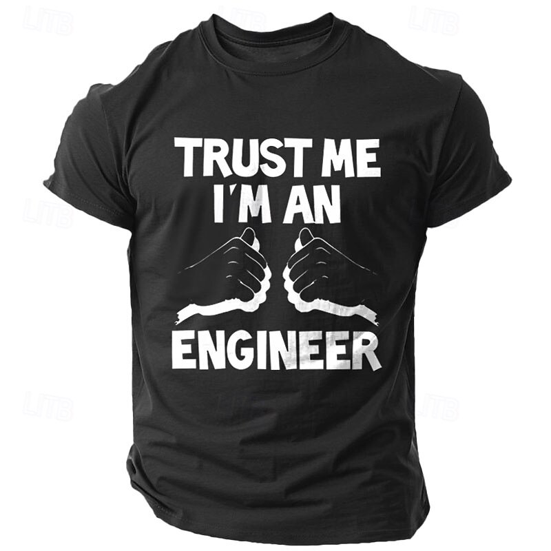 Men's Letter Printed Engineer T Shirt 100% Cotton Short Sleeve Graphic Shirt Black Deep Blue Army Green Comfortable Tee Vacation Street Fashion Designer Clothing3