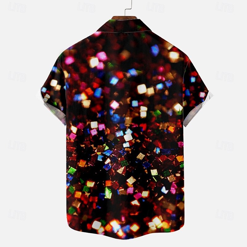 Men's Multi Color Summer Hawaiian Shirt Bowling Shirt Button Up Shirt Short Sleeve Hawaiian Casual Vacation Daily Summer Turndown Button Up 3D Print Red Purple2