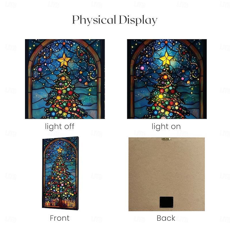 Christmas Tree LED Canvas Wall Art LED Lighted Up Wall Decor 2AA Battery Operated Lighted Canvas Print LED Light Kitchen Bedroom or Home Decor3