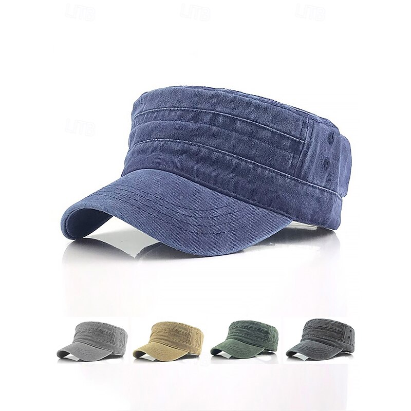 Men's Vintage-Style Washed Military Cadet Cap – Casual Adjustable Unisex Army Hat for Outdoor Wear2