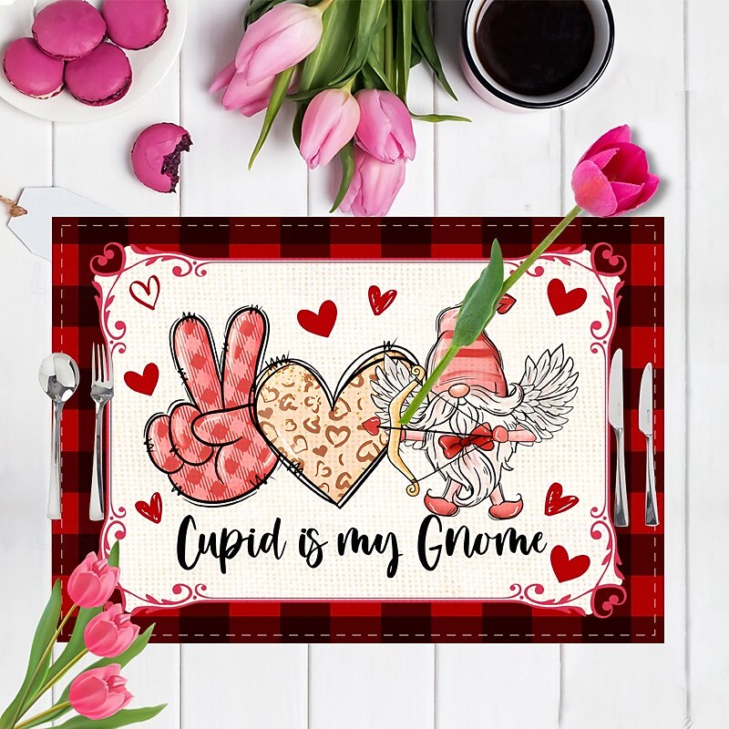 Valentine's Day Placemats Set of 4 Romantic and Decorative Table Mats Featuring Heart or Rose Patterns Durable and Heat-Resistant Perfect for Adding a Touch of Love to Your Dining Table Decor4