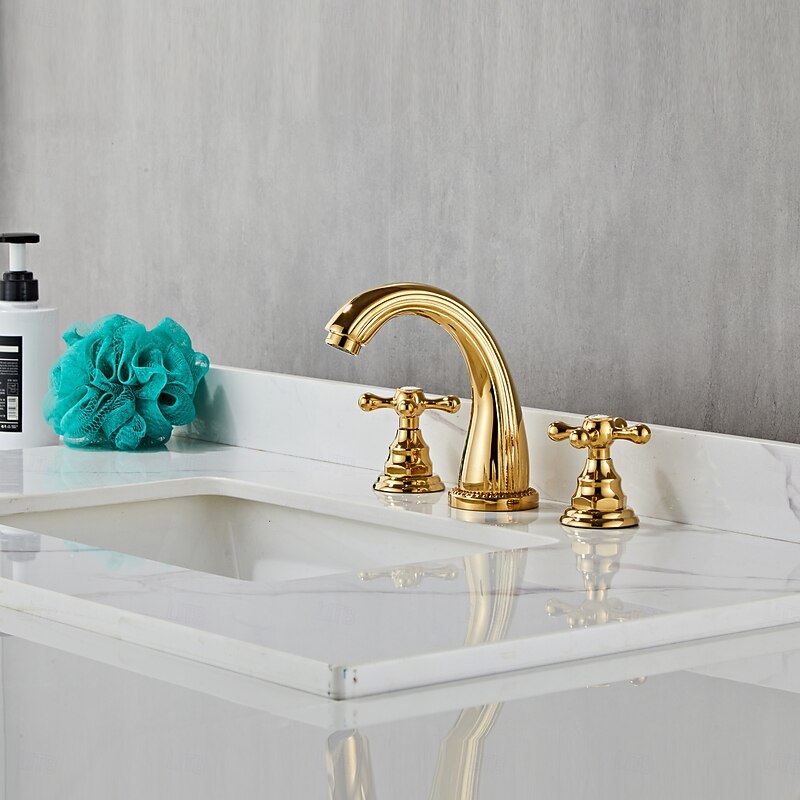 Faucet Oil Rubbed Bronze Widespread Bathroom Sink Faucet Basin Tap Mixer Supply Hose Cross Handle 2 Handles 3 Holes2