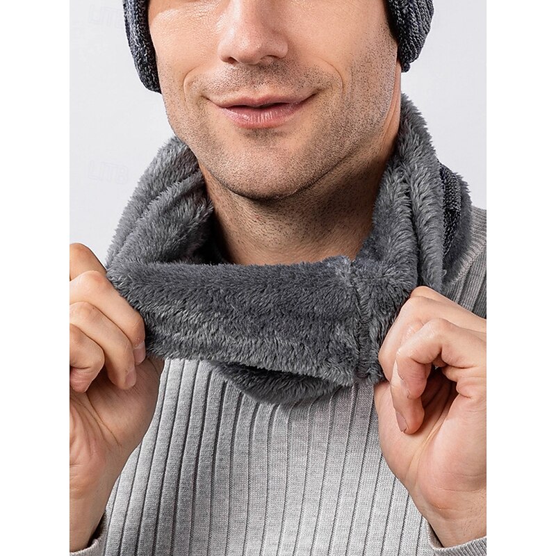 Men's Winter Knit Neck Warmer | Thick Fleece-Lined Scarf for Cold Weather, Outdoor Activities, and Casual Wear2